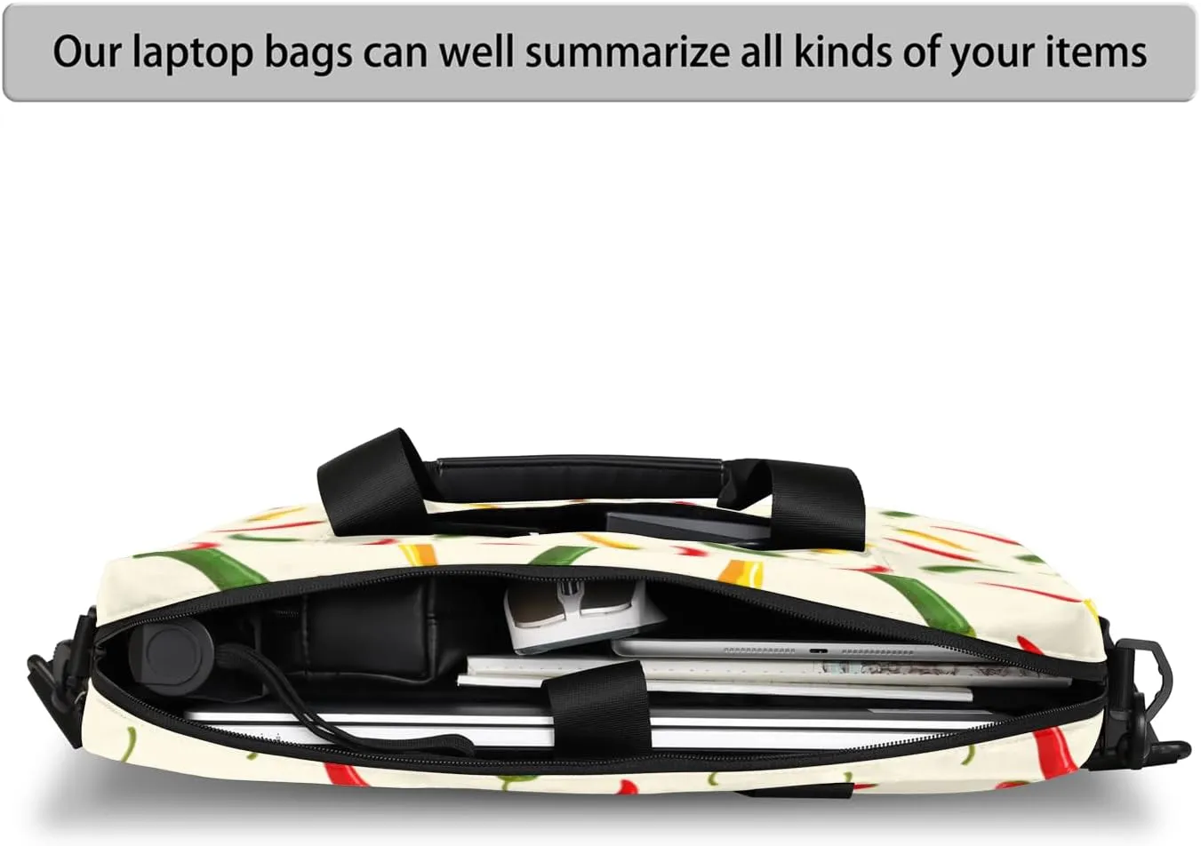 Chili Pepper 14 15 15.6 inch Laptop Briefcase Shoulder Bag Food Waterproof Travel Laptop Sleeve Case Work Computer Cover Carrying Bag
