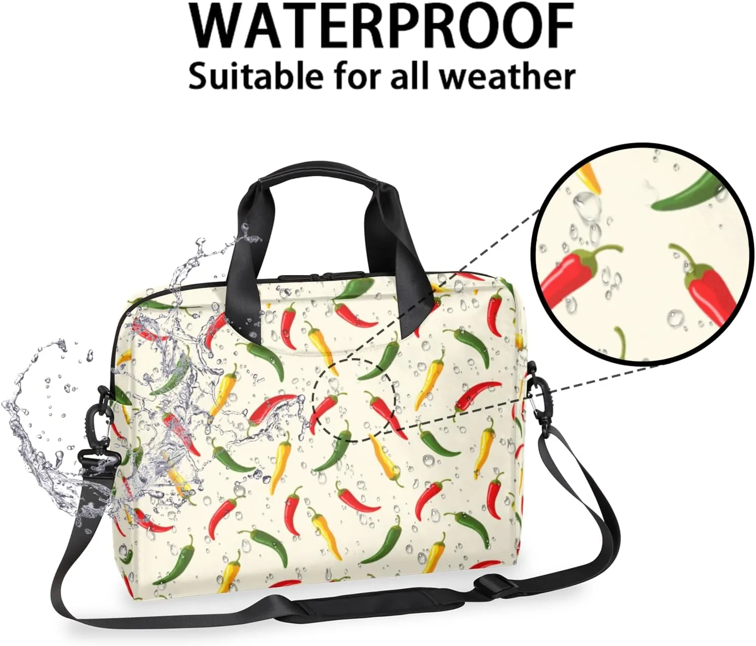 Chili Pepper 14 15 15.6 inch Laptop Briefcase Shoulder Bag Food Waterproof Travel Laptop Sleeve Case Work Computer Cover Carrying Bag