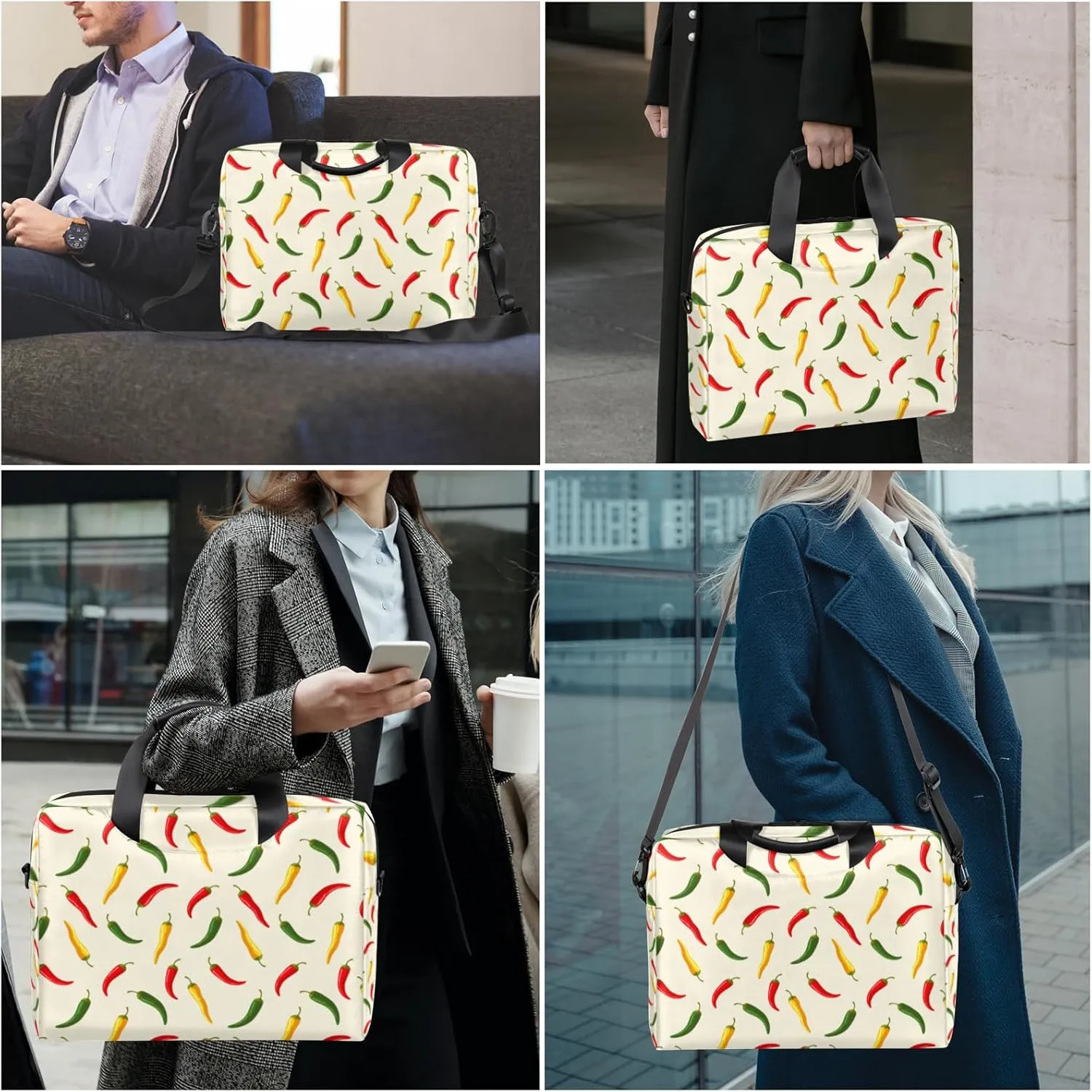 Chili Pepper 14 15 15.6 inch Laptop Briefcase Shoulder Bag Food Waterproof Travel Laptop Sleeve Case Work Computer Cover Carrying Bag