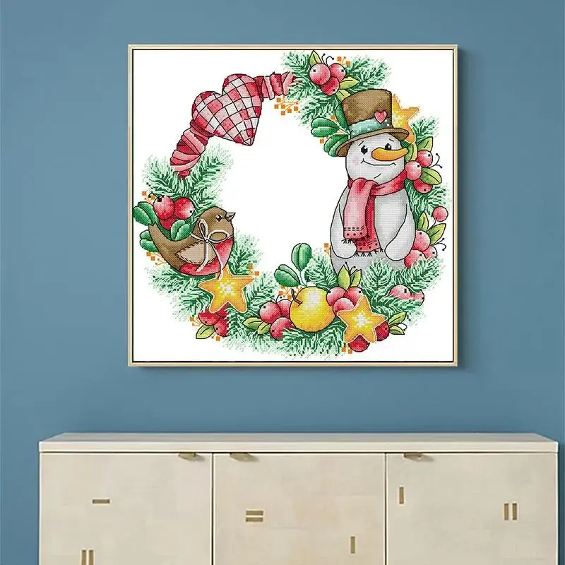 Christmas Gifts Snowman Wreath Joy Sunday Cross Stitch Kits