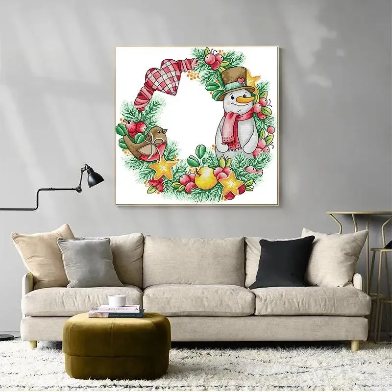 Christmas Gifts Snowman Wreath Joy Sunday Cross Stitch Kits