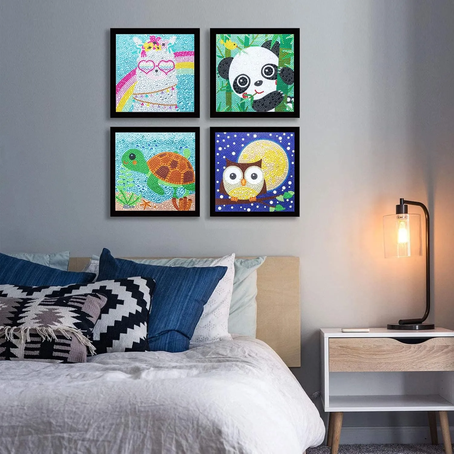 CHWGLFGG 6 Pack 5D Diamond Painting Kits for Kids Beginners, Full Drill Cute Animals Diamond Art Kits, DIY Big Gem Art for Children Ages 6-7-8-9-12, Home Wall Decor 6x6 Inch