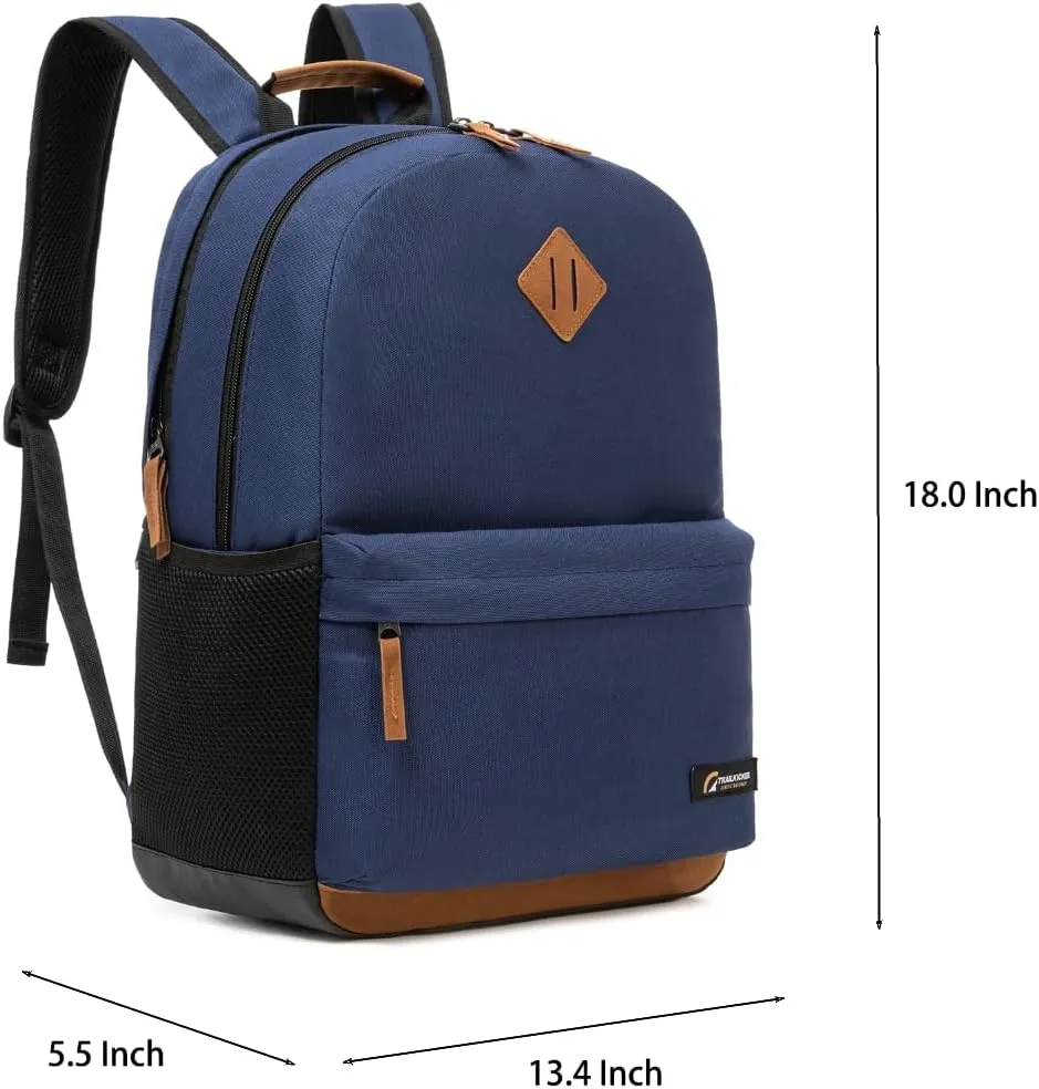 Classic Laptop Backpack with Padded 17 inch Laptop Sleeve, Multi Pocket Backpack, Casual Daypack Backpacks (Navy)