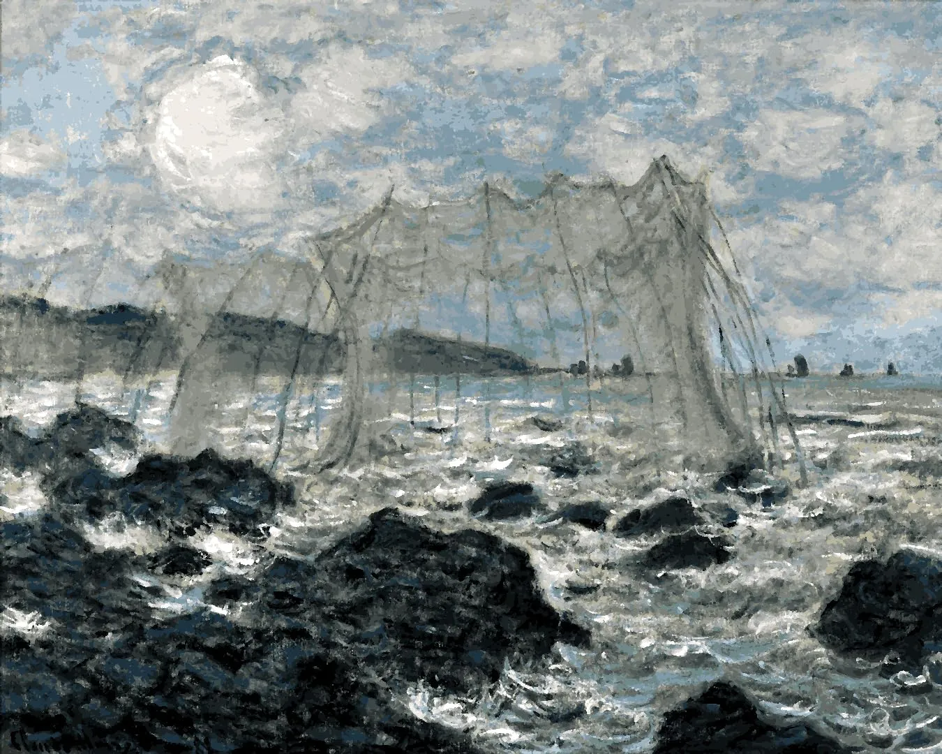 Claude Monet PD (58) - Fishing nets at Pourville - Van-Go Paint-by-Number Kit 40x50cm no Frame