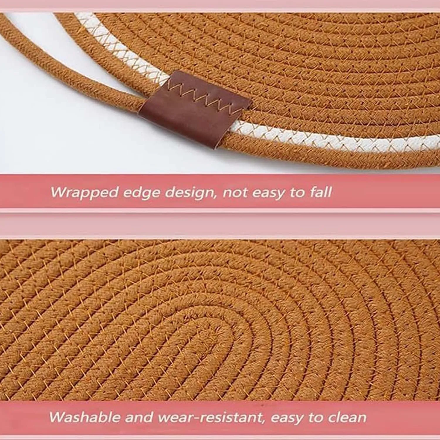 ClawLoom Dual Scratching Pad for Cats, Natural Cotton Rope Cat Scratching Mat, Pets Double-Sided Scratch Pad for Indoor Cats, Large Cat Furniture Protector with Pet Toy (Oval-E, Large)