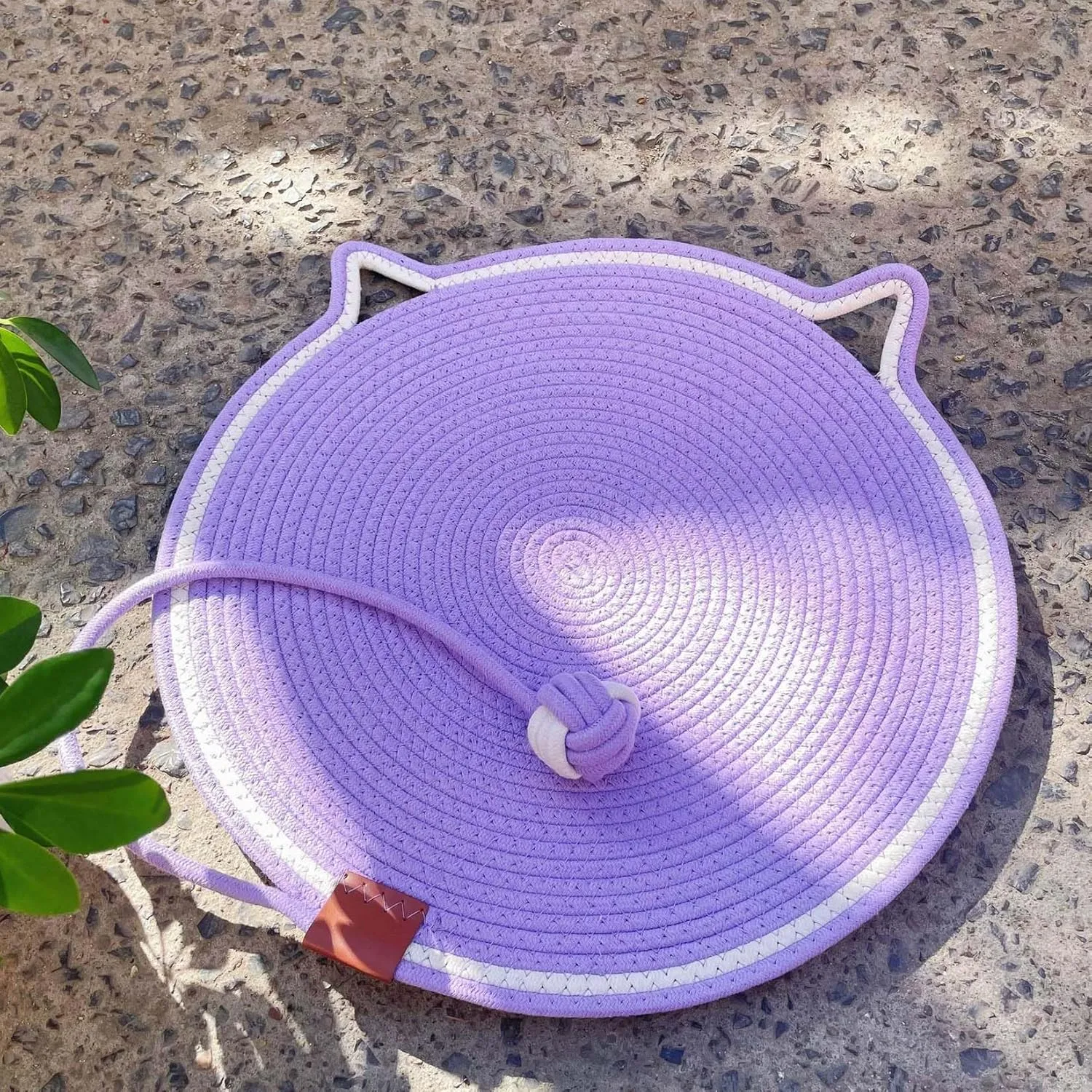 ClawLoom Dual Scratching Pad for Cats, Natural Cotton Rope Cat Scratching Mat, Pets Double-Sided Scratch Pad for Indoor Cats, Large Cat Furniture Protector with Pet Toy (Oval-E, Large)