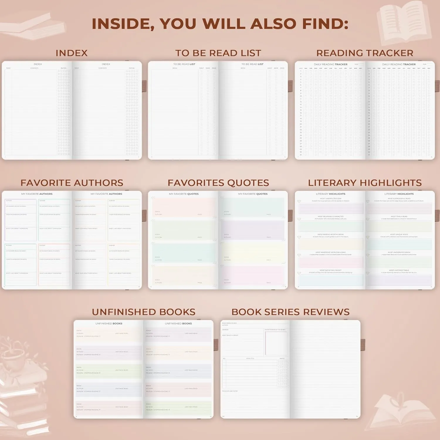 Clever Fox Reading Journal Premium – Review Log Notebook with Reading Tracker – Gifts & Accessories for Book Lovers, Adults & Kids (Rose Gold)
