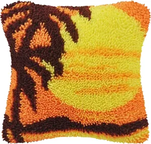 clubevy DIY Latch Hook Kits Pillow Case Sofa Cushion Cover Craft Kits Embroidery Carpet Set Needlework Pillow Cover 17x17 inch (Dusk)