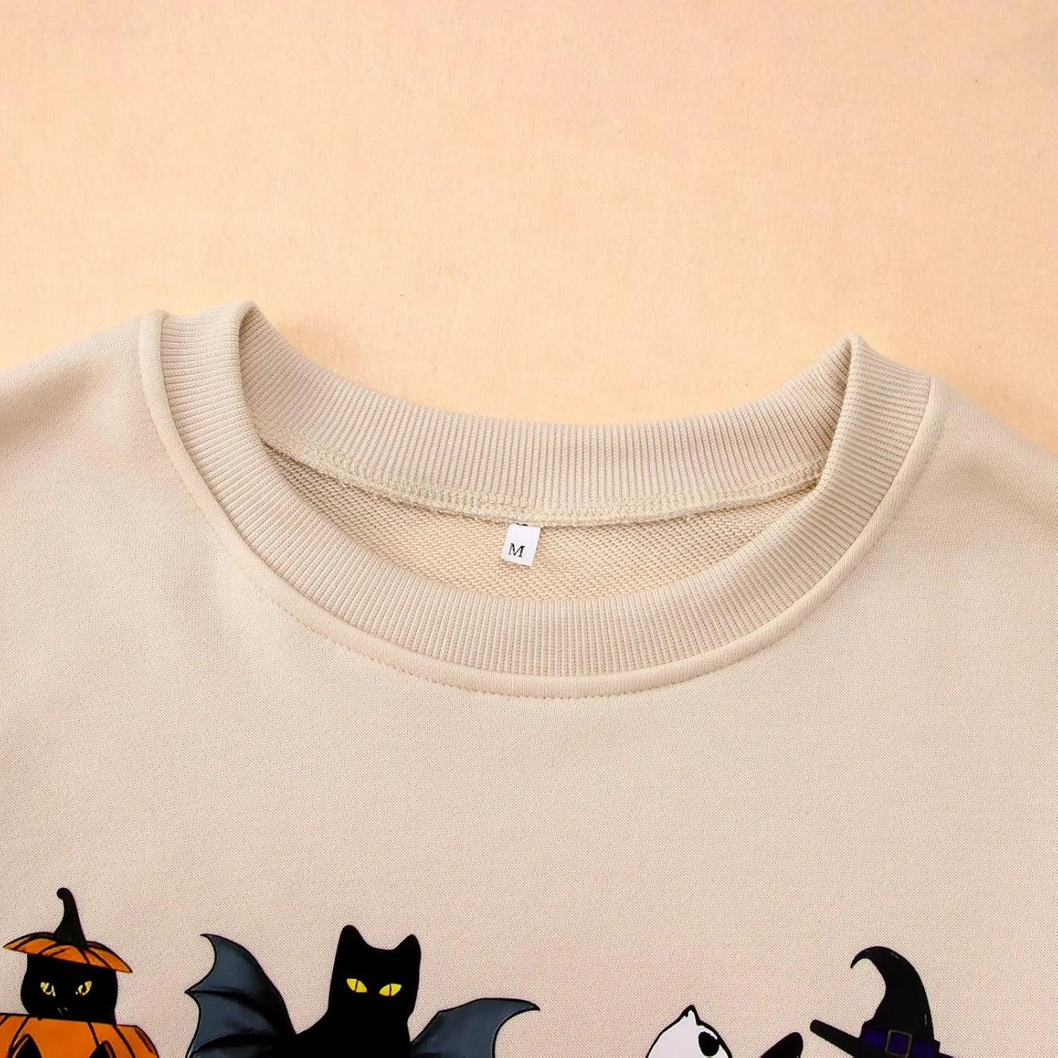 CM C&M WODRO Women Halloween Cats Sweatshirt Crewneck Long Sleeve Black Cat Shirt Spooky Season Funny Graphic Pullover Tops