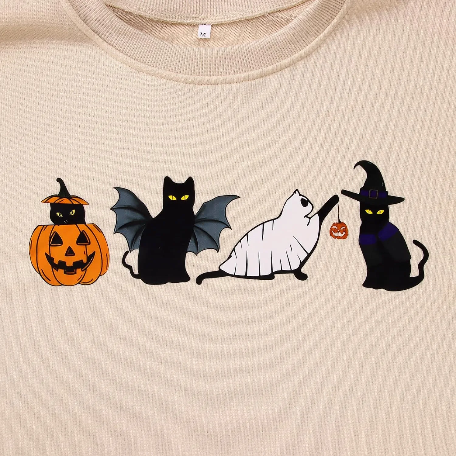 CM C&M WODRO Women Halloween Cats Sweatshirt Crewneck Long Sleeve Black Cat Shirt Spooky Season Funny Graphic Pullover Tops