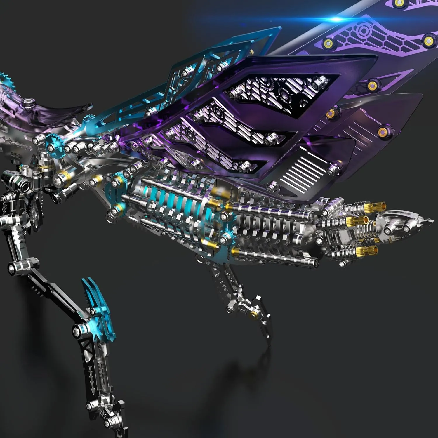 Colorful 3D Metal Puzzles for Adults Mantis Model with Light, DIY 3D Mechanical Mantis Metal Model Kits to Build for Adults with Tool, Desktop Building Toys for Adults/Teens (B)