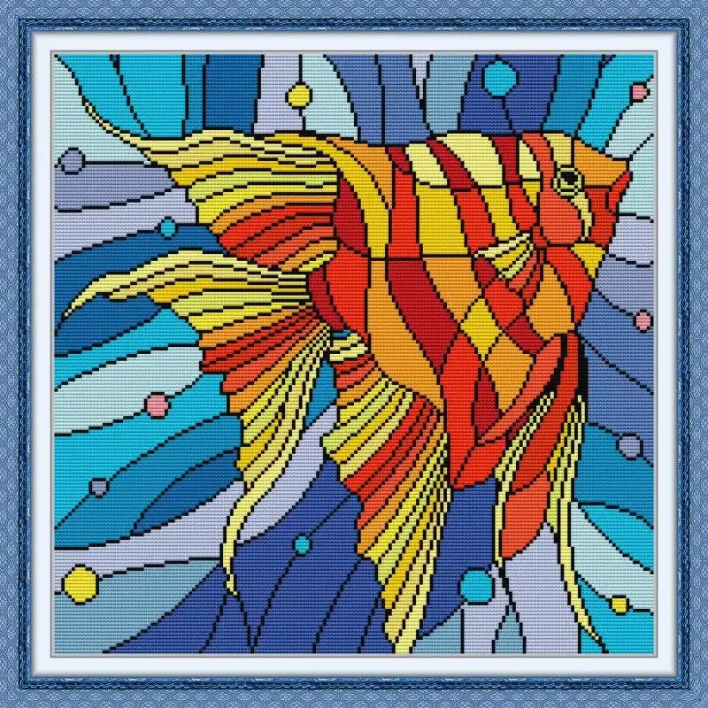 Colorful Butterfly Fish Pattern - Cross Stitch Kits