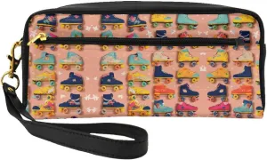 Colorful Roller Skates Print Portable Makeup Bag,Travel-Friendly Design,Versatile Mini Makeup Pouchtion