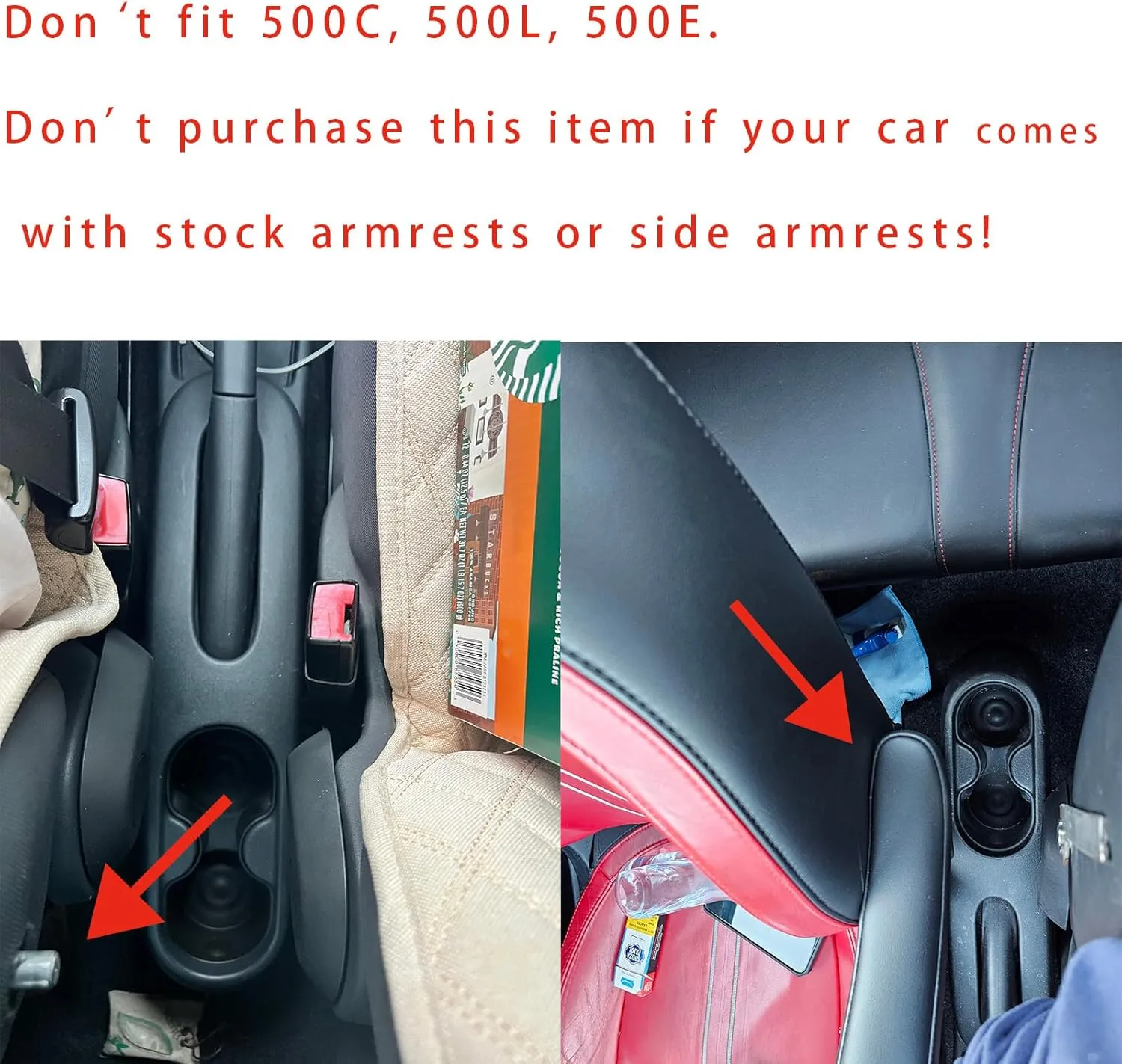 Compatible with Fiat 500 Armrest 2012-2015 Car Center Console Organizer Armrests Double Layer Storage Provides Support for Elbow（Black Style）