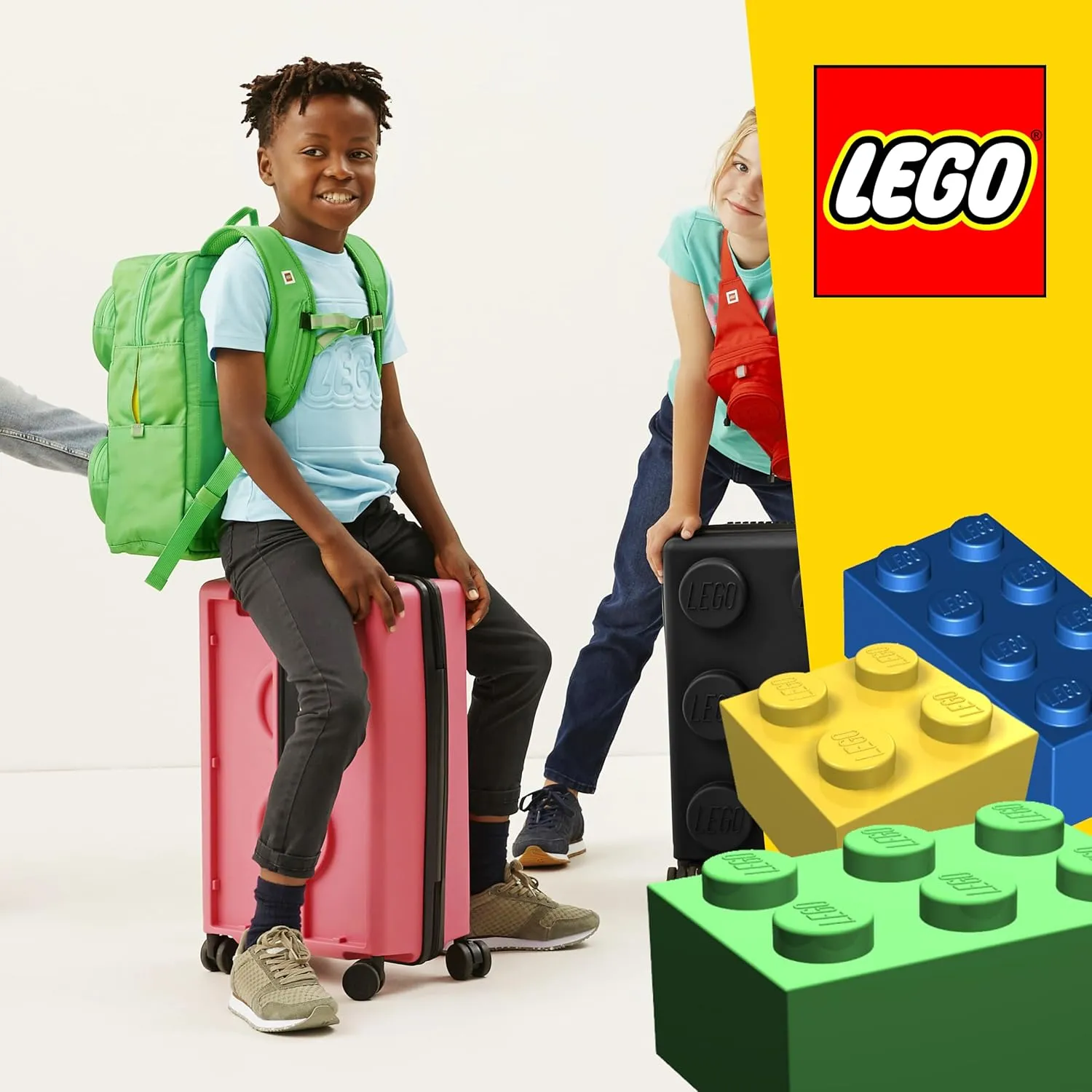 Concept One LEGO 22 Inch Carry On Luggage, Signature Trolley Expandable Hardshell Rolling Suitcase with Spinner Wheels, Pink