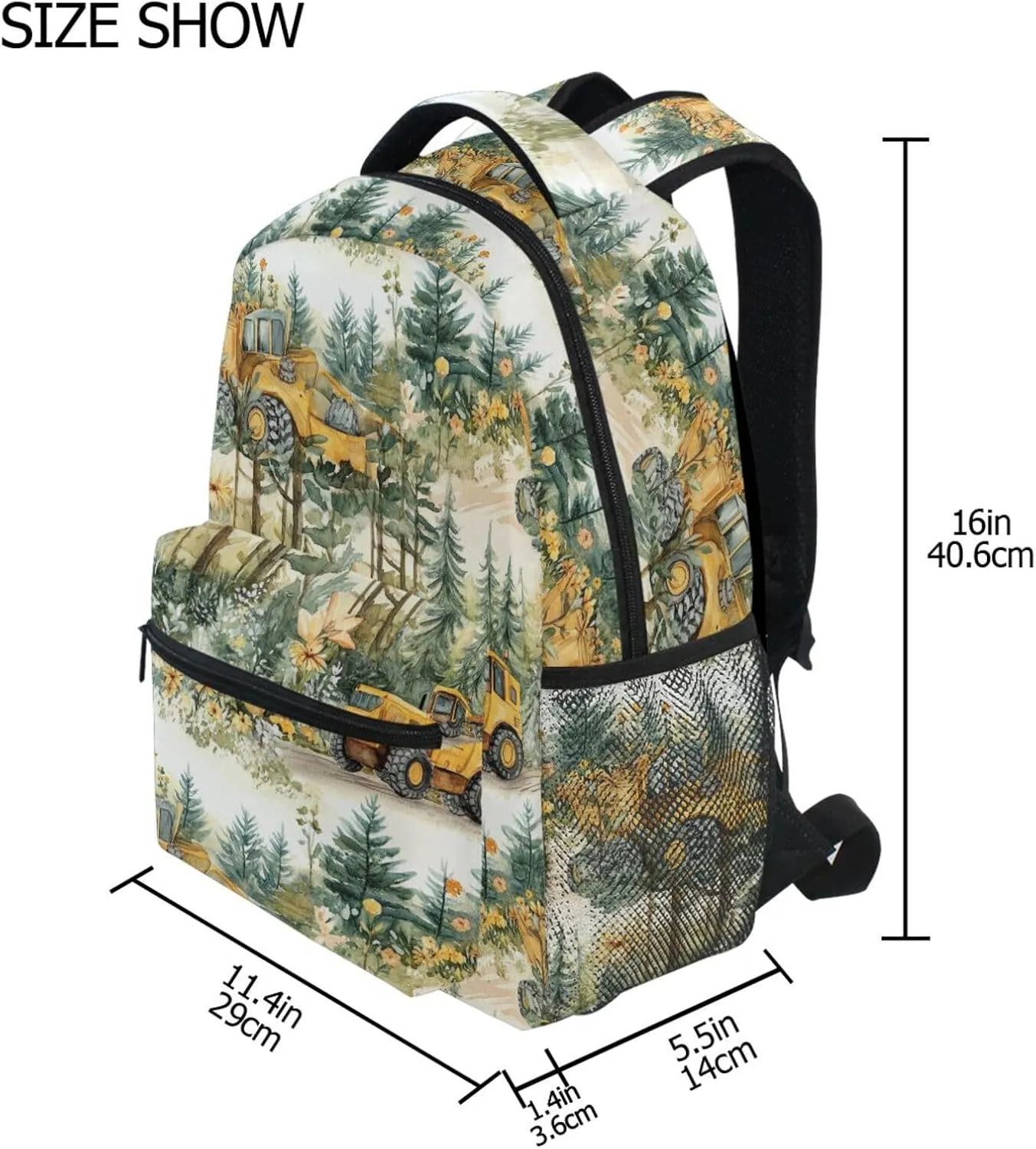 Cool Backpacks for Women Men Fashion Outdoor Backpack with Chest Strap Gift Men & Women Construction Truck Cartoon Grader Personalized