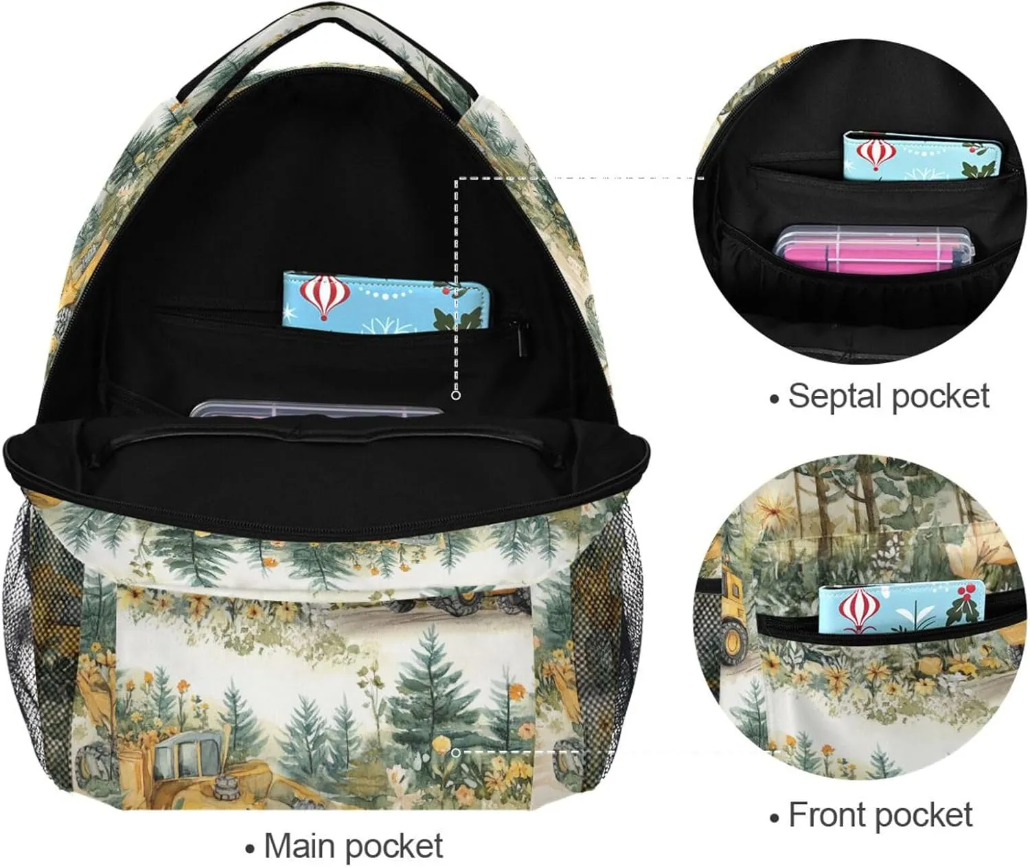 Cool Backpacks for Women Men Fashion Outdoor Backpack with Chest Strap Gift Men & Women Construction Truck Cartoon Grader Personalized
