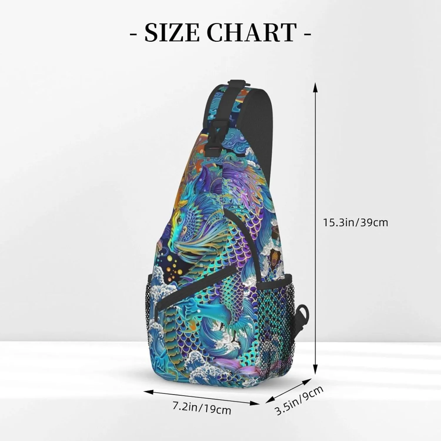 Cool Chinese Dragon Sling Bag,Casual Crossbody Backpack Shoulder Chest Bag for Women Men Travel Hiking Daypack