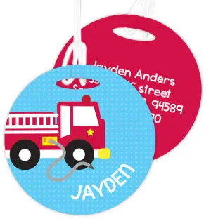 Cool Fire Truck Personalized Bag Tag