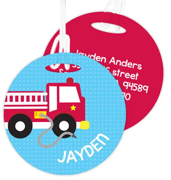Cool Fire Truck Personalized Bag Tag