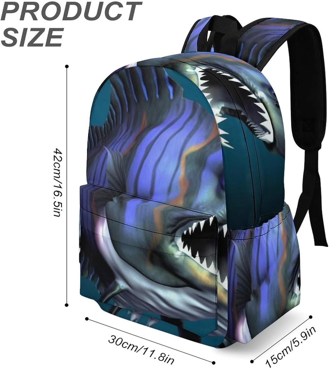 Cool Fish Print Laptop Backpacks Casual Shoulder Bag Travel Daypack Fashion for Men Women