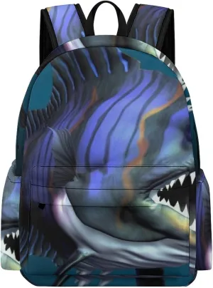 Cool Fish Print Laptop Backpacks Casual Shoulder Bag Travel Daypack Fashion for Men Women