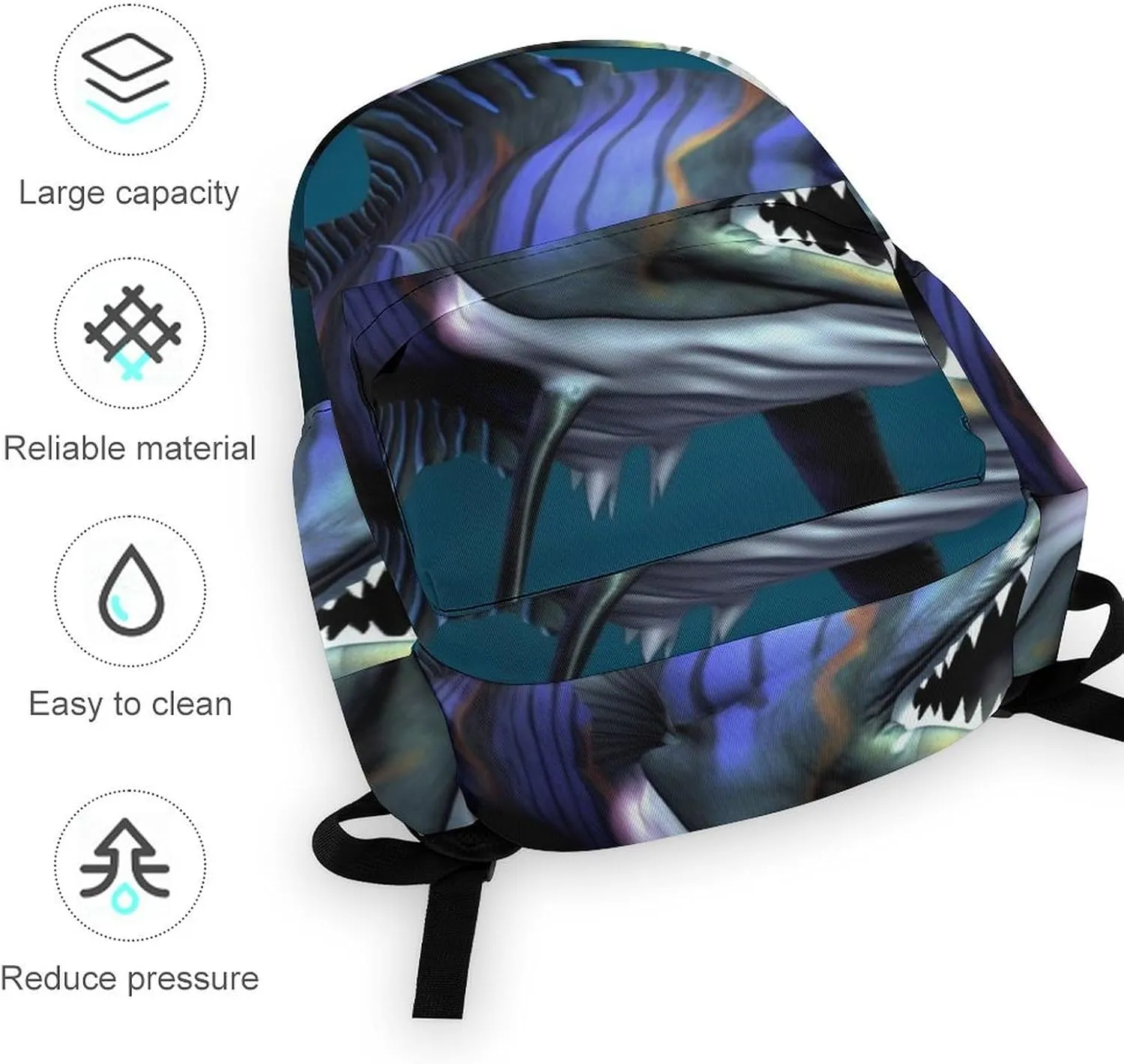 Cool Fish Print Laptop Backpacks Casual Shoulder Bag Travel Daypack Fashion for Men Women
