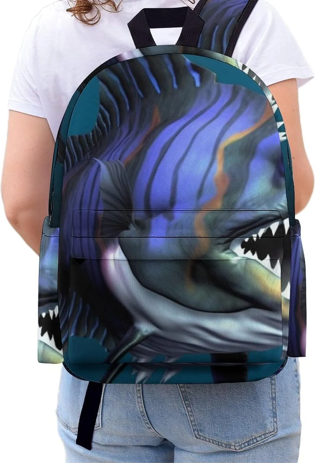 Cool Fish Print Laptop Backpacks Casual Shoulder Bag Travel Daypack Fashion for Men Women