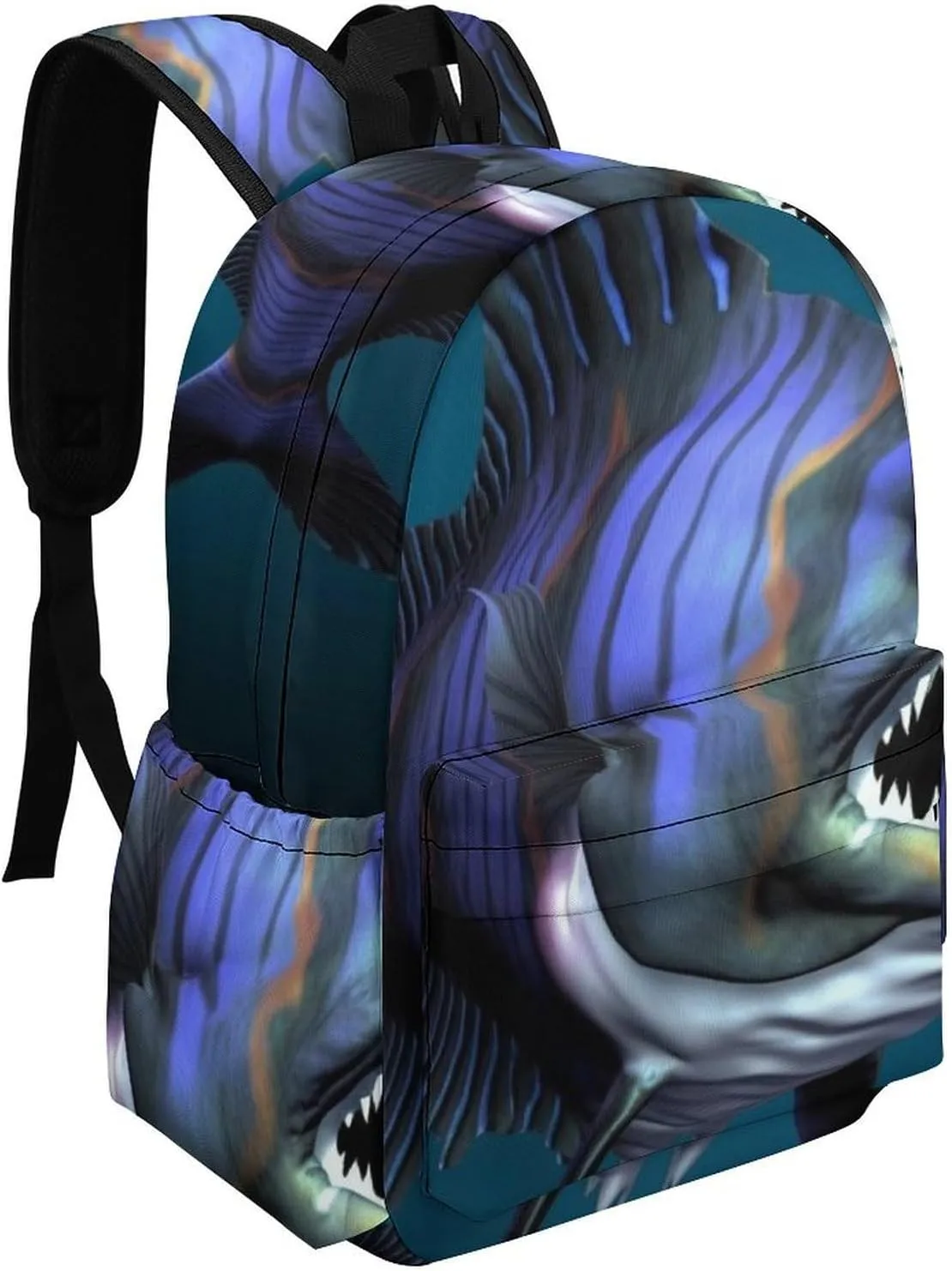 Cool Fish Print Laptop Backpacks Casual Shoulder Bag Travel Daypack Fashion for Men Women