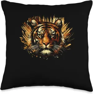 Cool Tiger Art Wild Animal Forest Nature Hiking Trekking Throw Pillow