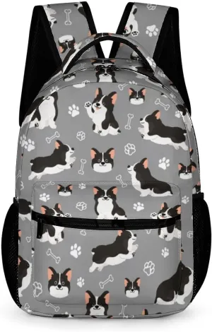 Corgi Backpack for Kids Girls Boys School, 16 Inches Cute Corgis Dog Theme Bookbag, Adjustable, Lightweight, Large Capacity, Colorful Daily Casual Backpacks