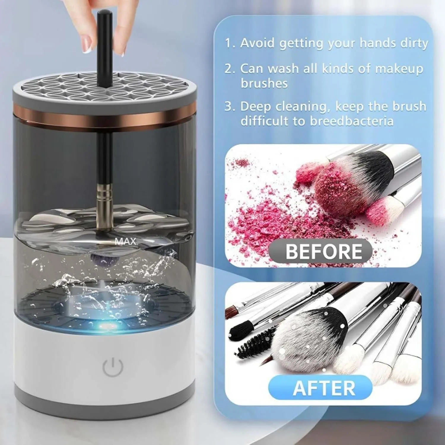 Cosmetic Brush Cleaner, Cosmetic Brush Cleaner USB Charging, Electric Makeup Brush Cleaner, The Cozy Luna Brush Cleaner Makeup Brush (White)