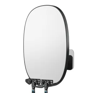 COSMIRROR Shower Mirror Fogless for Shaving with Updated Adhesive, 360° Rotation, Two Razor Holders No-Drilling Fogless Mirror for Shower, Shatterproof & Waterproof Bathroom Shaving Mirror Black