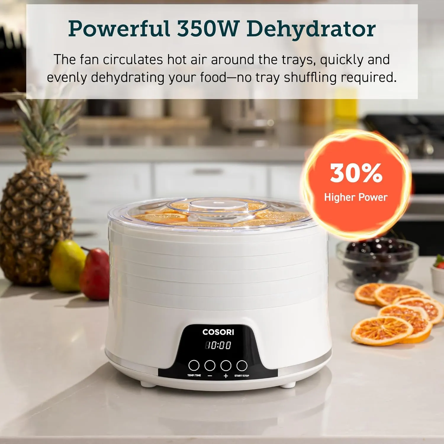 COSORI Food Dehydrator Machine for Jerky, 5 Trays with 165°F Temperature Control and 48H Timer, 350W Dryer for Fruit, Herbs, Meat, Veggies and Dog Treats, 50-Recipes Book Included