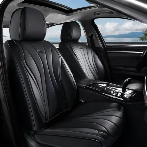 Coverado 8910 Car Seat Covers, Super Breathable Leather Seat Cover, Front and Back Seat Covers for Cars, Waterproof Seat Covers Car Seat Protectors Universal for Most Cars (Black-All, FrontPair)