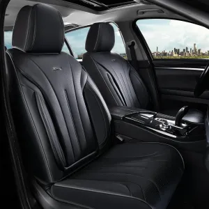Coverado Car Seat Covers Front Seat, Breathable Nappa Leather Seat Cover, Black Seat Cover for Cars, Luxury Waterproof Car Seat Protector, Front Seat Cushion Universal Fit for Most Vehicles