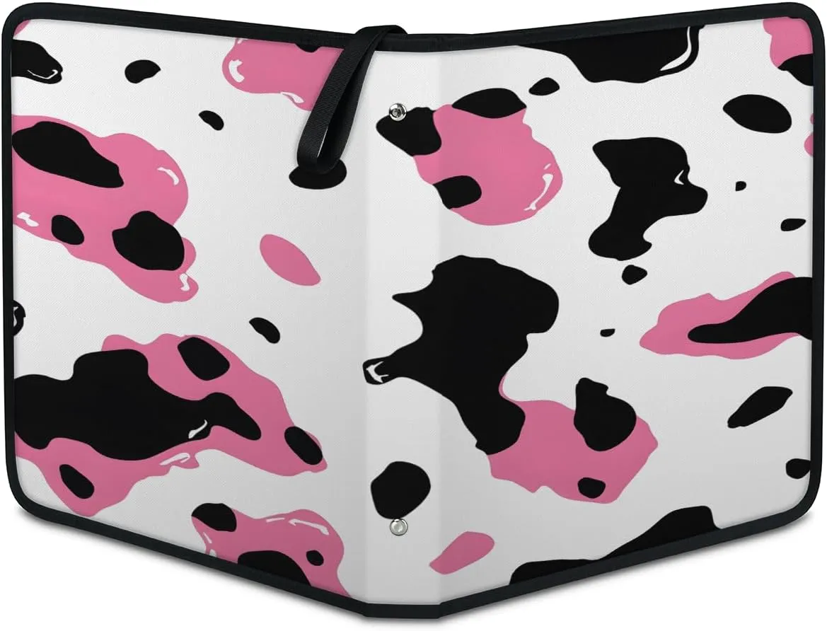 Cows 3 Ring Trading Zipper Binder Strap, Trading Card Binder 4 Pocket, 400 Pockets Card Holder with 50 Removable Sleeves for Game Cards