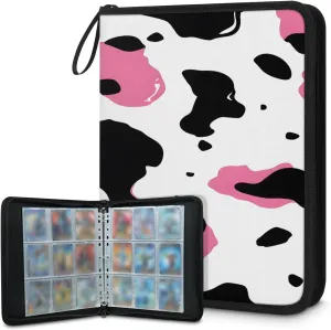 Cows 3 Ring Trading Zipper Binder Strap, Trading Card Binder 4 Pocket, 400 Pockets Card Holder with 50 Removable Sleeves for Game Cards