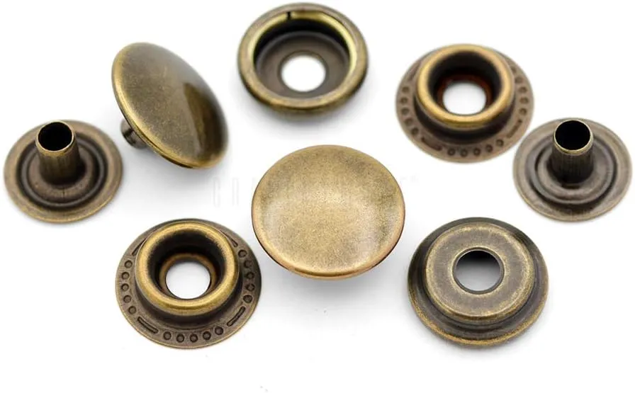 CRAFTMEMORE 50 Sets Antique Brass Snap Fasteners Ring-Socket Press Studs for Jacket Bag Canvas Closures #201 VT47 (15mm (0.59"))
