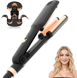Crimper Hair Tool, Hair Crimper for Women Heating up 390°F,Hair Waver with Negative Ions, Double Voltage Crimping Iron for All Style,Wave Curling Iron