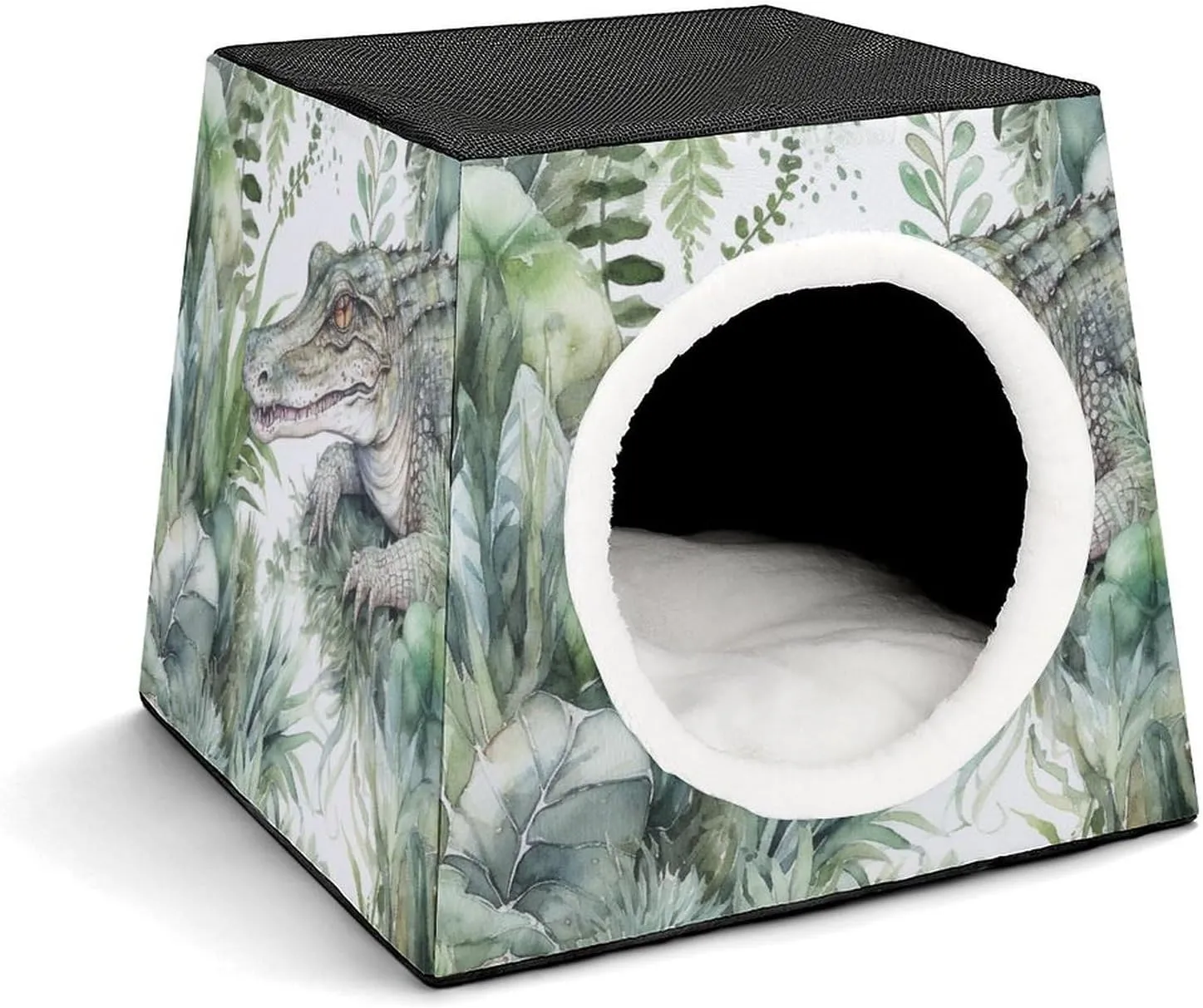 Crocodile Green Capsule Cat Bed Stylish Cozy Space Foldable Windproof Dog House Cat Cave Cube Suitable for Small Pets