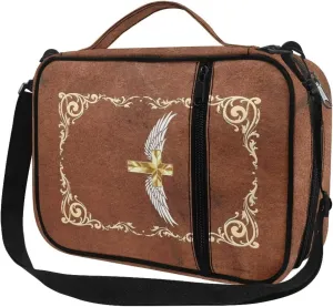 Cross Bible Cover for Men Bible Covers with Shoulder Strap, Carrying Book Case Protective with Handle and Pockets Bible Study Journal Notebook Pens and Highlighters Holder