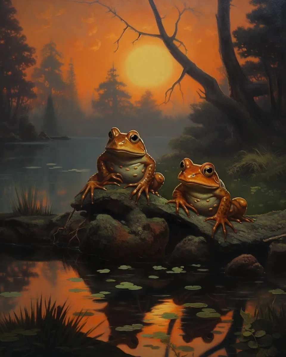 Cross Stitch Embroidery Kit, Frogs croaking at Dusk, Needlepoint Counted Cross Kits for Beginners, Embroidery Kits Arts and Crafts for Home Decor(11CT No Frame,16x20 inch)