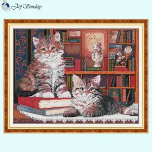 Cross Stitch Kits For Beginners - The Learned Cat Animal Pattern