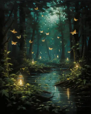 Cross-Stitch Stamped Kits, Fireflies Flicker at Dusk, Needlepoint Counted Cross Kits for Beginners, Embroidery Kits Arts and Crafts for Home Decor(11CT No Frame,16x20 inch)
