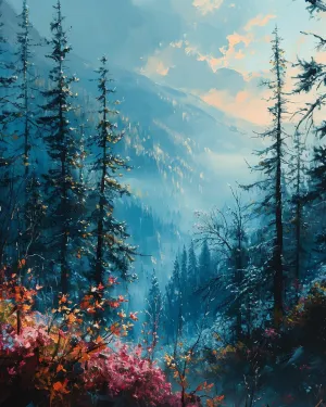 Cross-Stitch Stamped Kits, Frosty Pine Forest at Dusk, Embroidery Crafts Needlepoint Kit, Beginners Starter Kits, DIY Handmade Gifts 11CT 3 Strands 16x20 inch