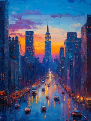 Cross-Stitch Stamped Kits, Gleaming Skyscrapers at Dusk, Embroidery Crafts Needlepoint Kit, Beginners Starter Kits, DIY Handmade Gifts 11CT 3 Strands 16x20 inch