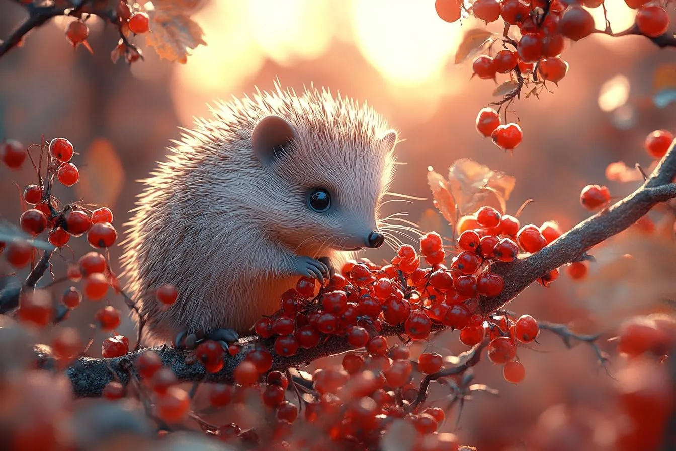 Cross-Stitch Stamped Kits, Hedgehog Sniffing Wild Berries at Dusk, Embroidery Crafts Needlepoint Kit, Beginners Starter Kits, DIY Handmade Gifts 11CT 3 Strands 16x20 inch
