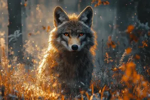 Cross-Stitch Stamped Kits, Jackal Prowling at Dusk, Embroidery Crafts Needlepoint Kit, Beginners Starter Kits, DIY Handmade Gifts 11CT 3 Strands 16x20 inch