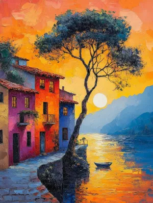 Cross-Stitch Stamped Kits, Radiant Autumn Dusk, Embroidery Crafts Needlepoint Kit, Beginners Starter Kits, DIY Handmade Gifts 11CT 3 Strands 16x20 inch